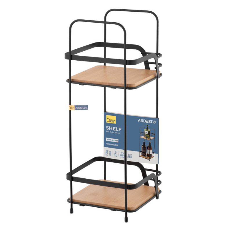 ARDESTO Shelf Minimalism 2-tier 16x15.5x40cm, metal, bamboo, black (ARHK4502BB) ARDESTO Shelf Minimalism 2-tier 16x15.5x40cm, metal, bamboo, black (ARHK4502BB)
