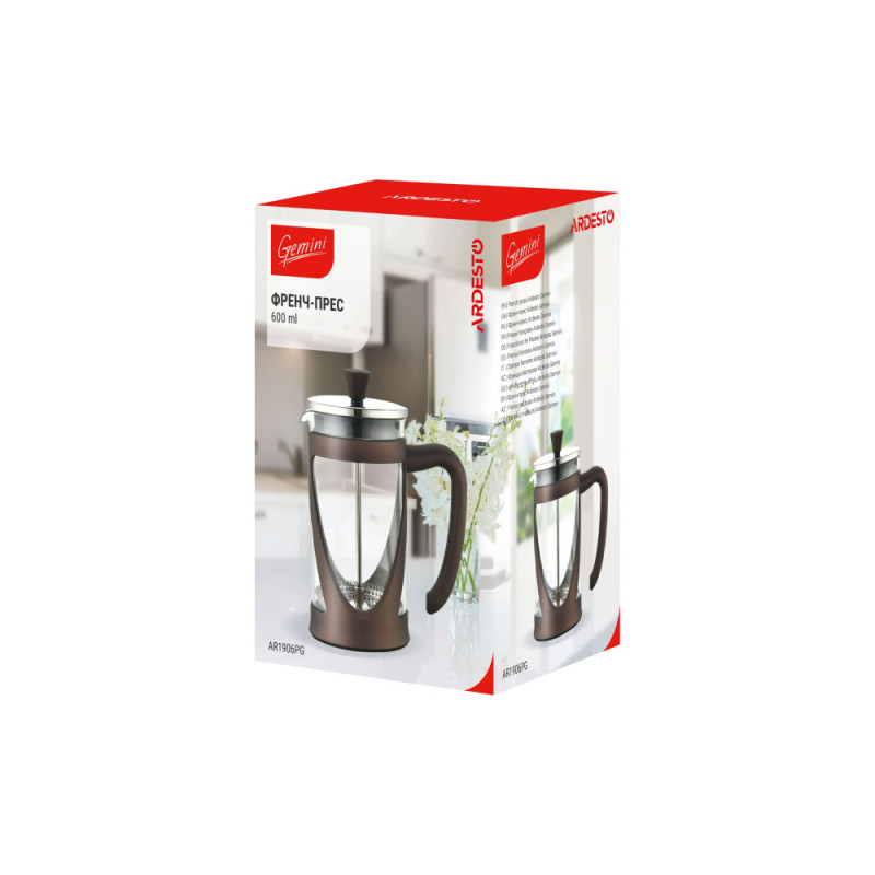 ARDESTO French press Gemini, 600 ml, stainless steel, glass, plastic