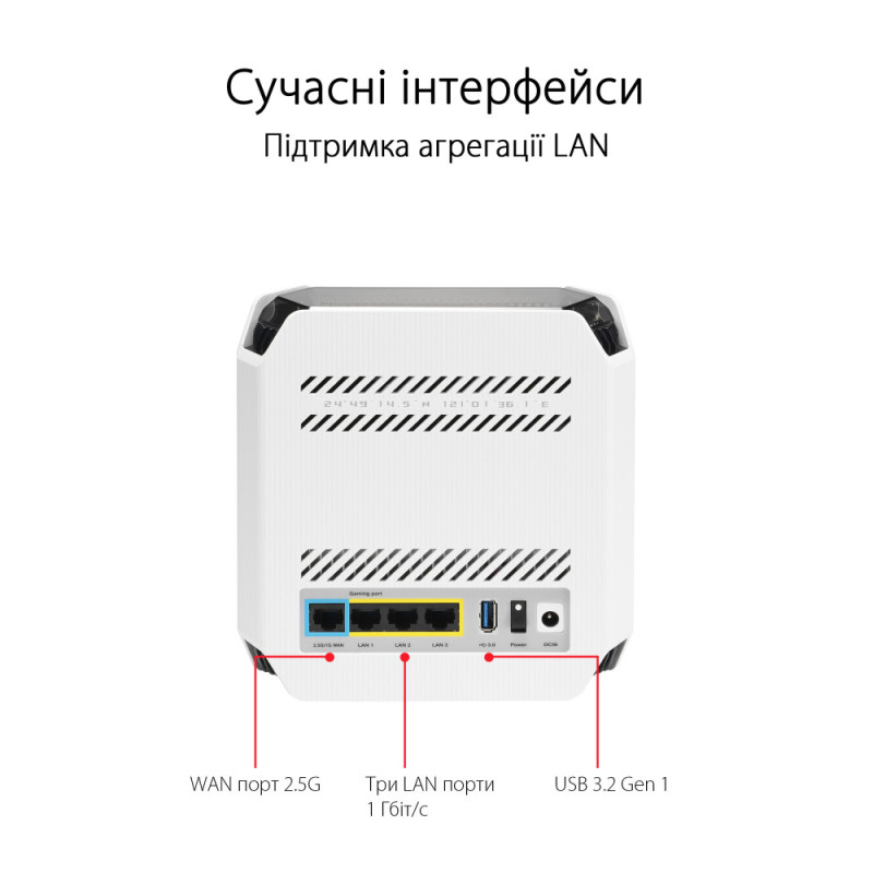 ASUS Router ROG Rapture GT6 2PK white X10000 3xGE LAN 1x2.5GE WAN 1xUSB 3.2 g1 WPA3 OFDMA MESH (90IG07F0-MU9A40)