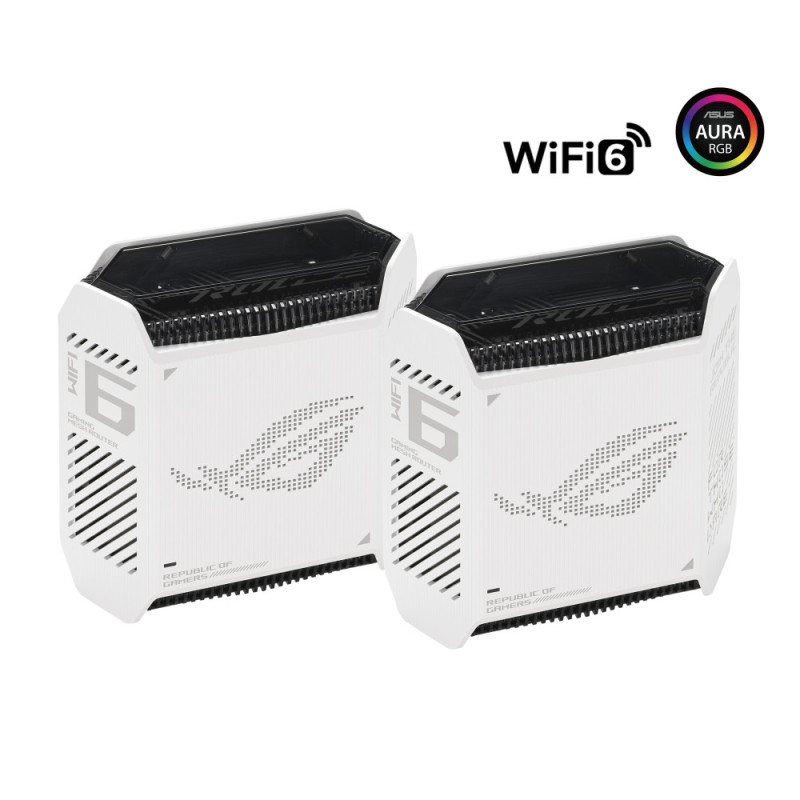 ASUS Router ROG Rapture GT6 2PK white X10000 3xGE LAN 1x2.5GE WAN 1xUSB 3.2 g1 WPA3 OFDMA MESH (90IG07F0-MU9A40)