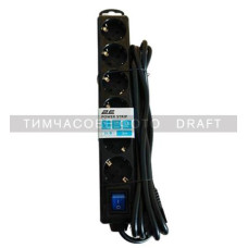 2E Power strip 6хType F, 3х1mm2, 16A, 3m, black (2E-U06ESM3BK)