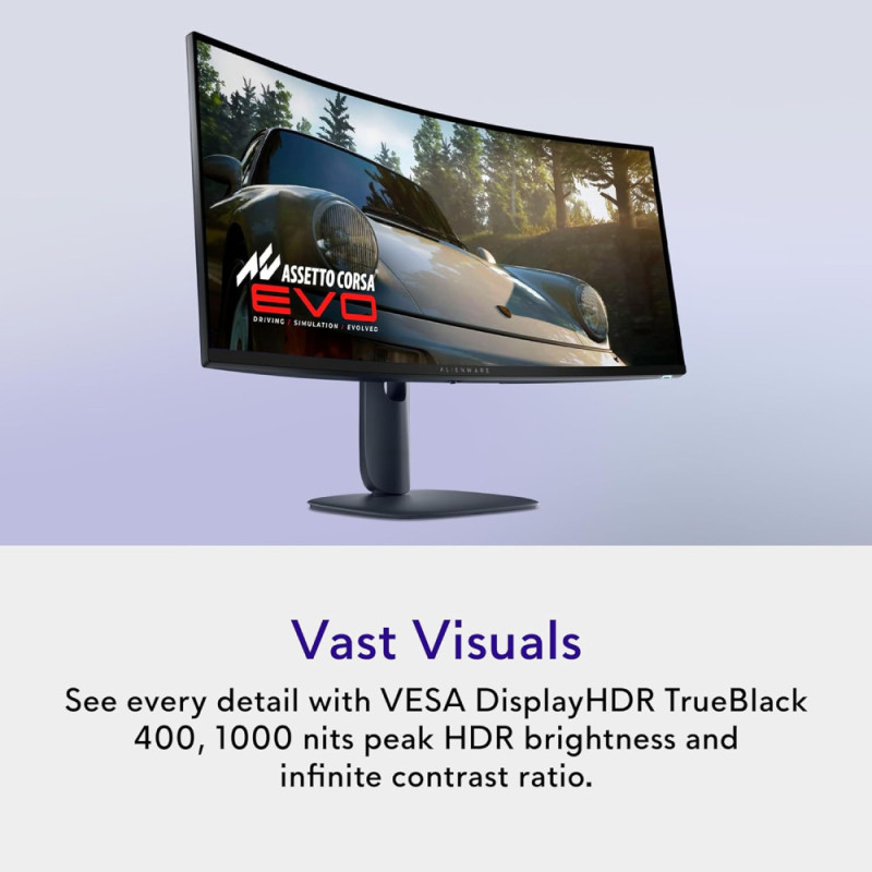 Dell Монітор 34" AW3425DW 2xHDMI, DP, USB, QD-OLED, 3440x1440, 21:9, 240Hz, 0.03ms, DCI-P3 99.3%, CURVED, G-SYNC, FreeSync, AdaptiveSync, HAS, HDR TrueBlack 400 (210-BRTW)