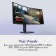 Dell Монітор 34" AW3425DW 2xHDMI, DP, USB, QD-OLED, 3440x1440, 21:9, 240Hz, 0.03ms, DCI-P3 99.3%, CURVED, G-SYNC, FreeSync, AdaptiveSync, HAS, HDR TrueBlack 400 (210-BRTW)