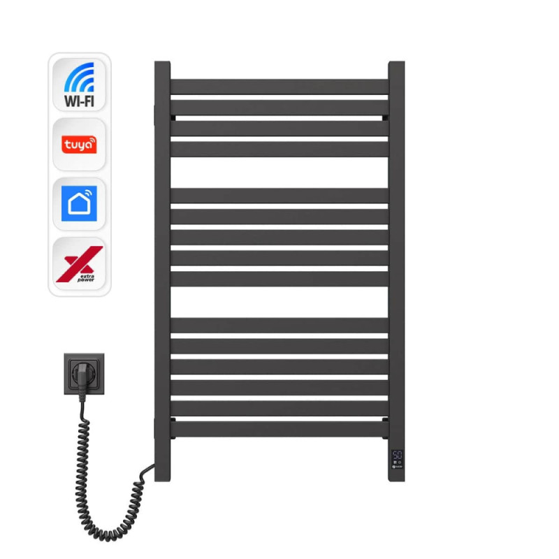 Navin Рушникосушка електрична Авангард Х, 800х480х71мм, Wi-Fi, сталь, чорний муар, ліве підключення (12-272155-4880)