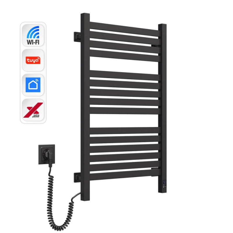 Navin Рушникосушка електрична Авангард Х, 800х480х71мм, Wi-Fi, сталь, чорний муар, ліве підключення (12-272155-4880)