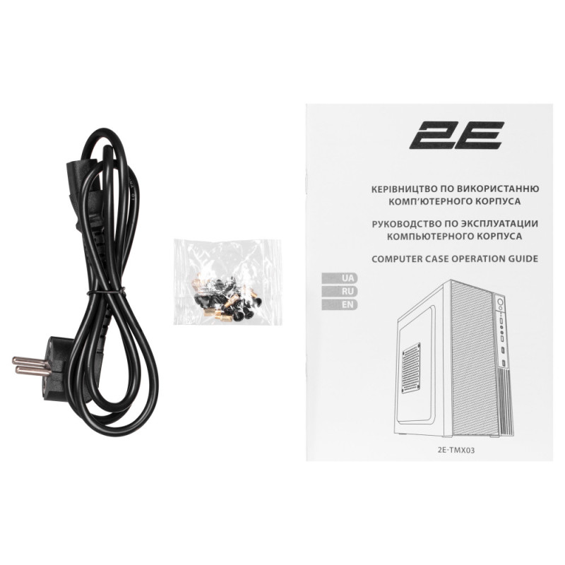 2E PC case TeamX TMX03 with 2E ATX400W, 2xUSB2.0, 1x80mm, VGA 220mm, mATX, black (2E-TMX03)