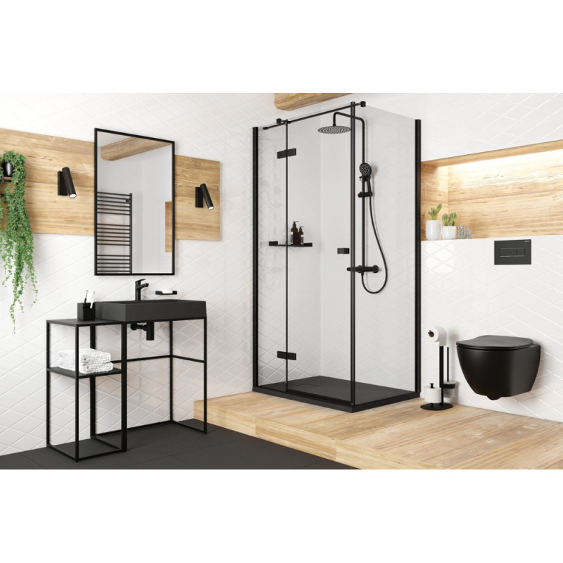 Deante Shower set Jasmin with bathtub thermostatic mixer, shower - 3 function, handle - on a slide bar, black (NAC_N4GT)