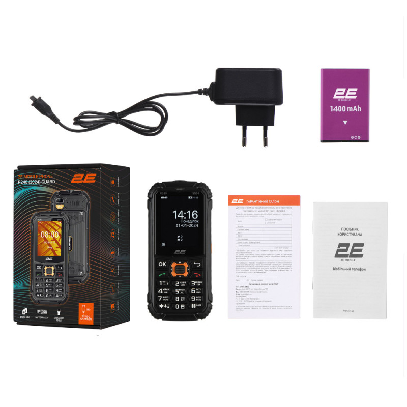 2E Мобільний телефон R240 2024 2.4" 2SIM, 1800мА•год, чорний (694743654103)
