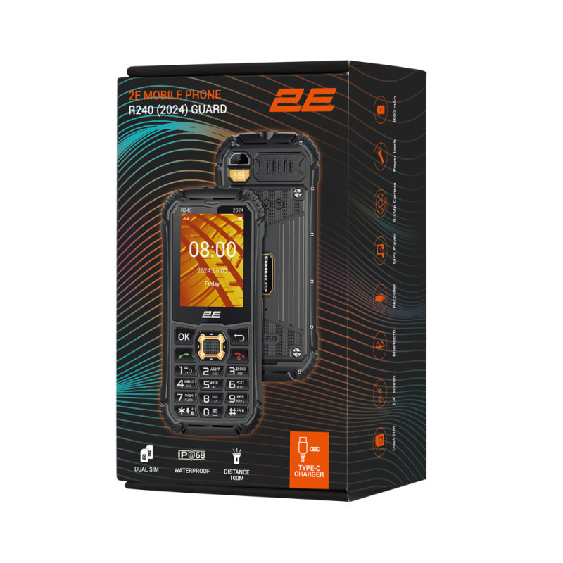 2E Мобільний телефон R240 2024 2.4" 2SIM, 1800мА•год, чорний (694743654103)