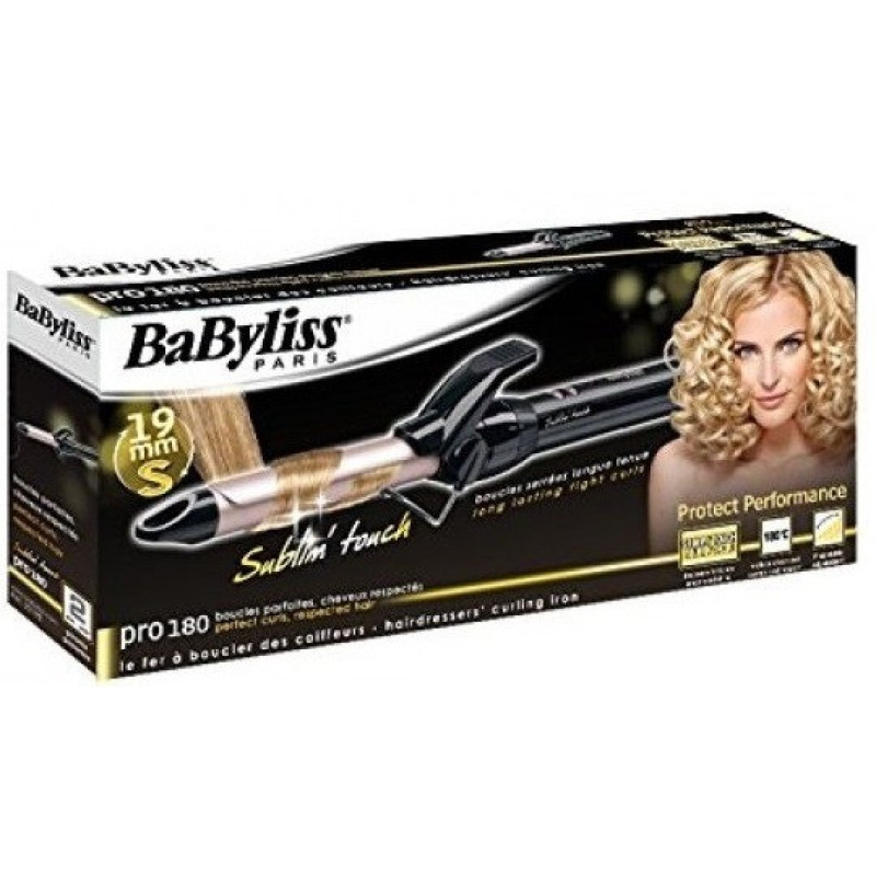 BaByliss Curling iron, 45V, temp. modes-10, D -19mm , 110-180С, ceramics, black (C319E)