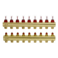 Danfoss Колектор FHF 9 + 9 з ротаметрами, латунний (088U0529)