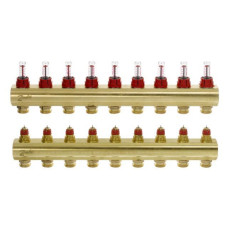 Danfoss Колектор FHF 9 + 9 з ротаметрами, латунний (088U0529)