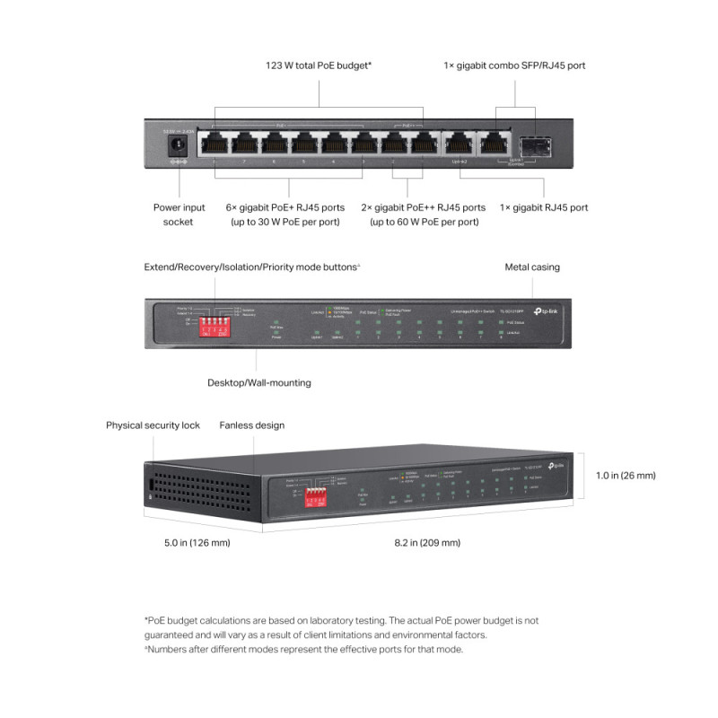 TP-Link Комутатор TL-SG1210PP 10xGE (PoE), 1xSFP, 123Вт, Некерований