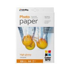 Фотобумага ColorWay A4 180г glossy 100л, картон-пак (PG180100A4)