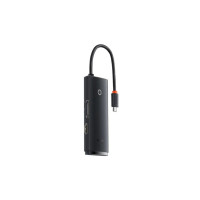 Концентратор Baseus USB-C 6-in-1 HDMI + 2xUSB 3.0 + USB-C + SD/TF black (WKQX050001)