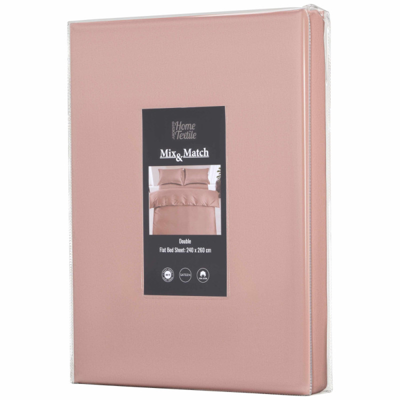 ARDESTO Flat bed sheet Mix&Match Premium, sateen, nude, 240x260cm, 100% cotton (ART2426FSU)