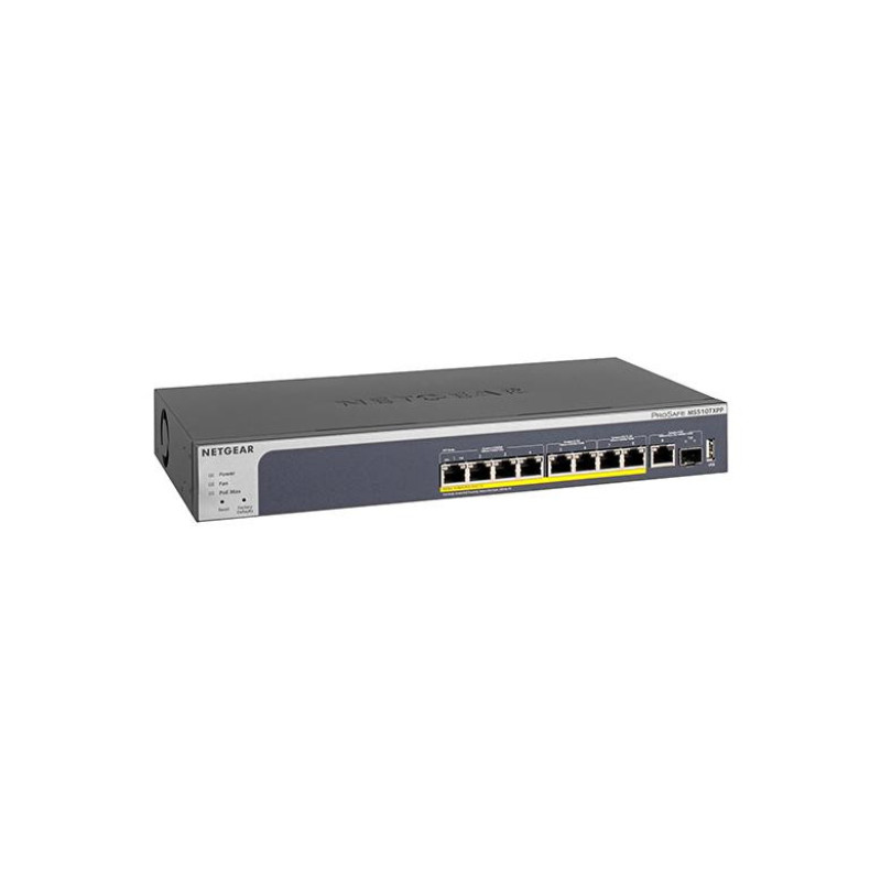 NETGEAR Комутатор MS510TXPP, 8-Port PoE+(180Вт): 4x1GE, 2x2,5GE, 2x5GE. 1x10GE, 1xSFP+, керований (MS510TXPP-100EUS)