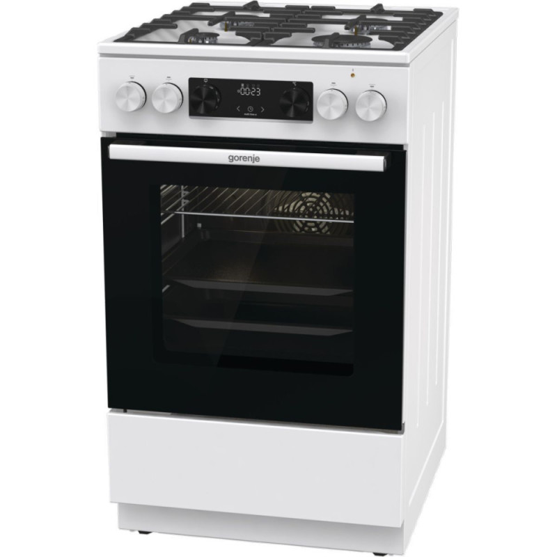 Gorenje Плита комбинированная, 7,0 л, 50x60 см, дисплей, чугун, белый (GKS5C73WF)