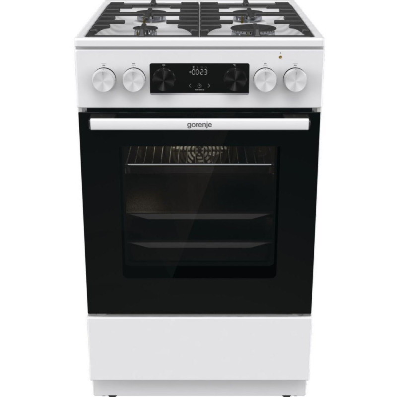 Gorenje Плита комбинированная, 7,0 л, 50x60 см, дисплей, чугун, белый (GKS5C73WF)