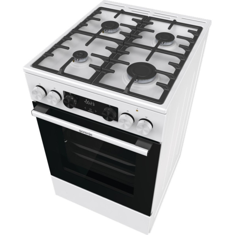 Gorenje Плита комбинированная, 7,0 л, 50x60 см, дисплей, чугун, белый (GKS5C73WF)
