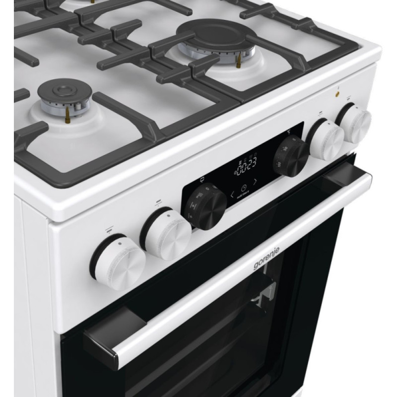 Gorenje Плита комбинированная, 7,0 л, 50x60 см, дисплей, чугун, белый (GKS5C73WF)