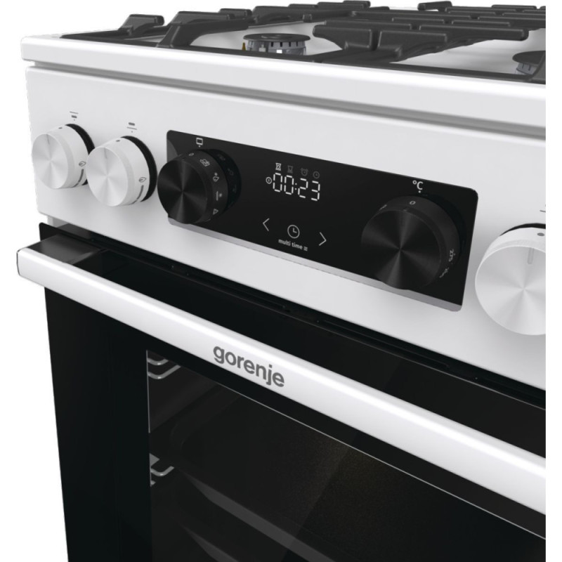 Gorenje Плита комбинированная, 7,0 л, 50x60 см, дисплей, чугун, белый (GKS5C73WF)