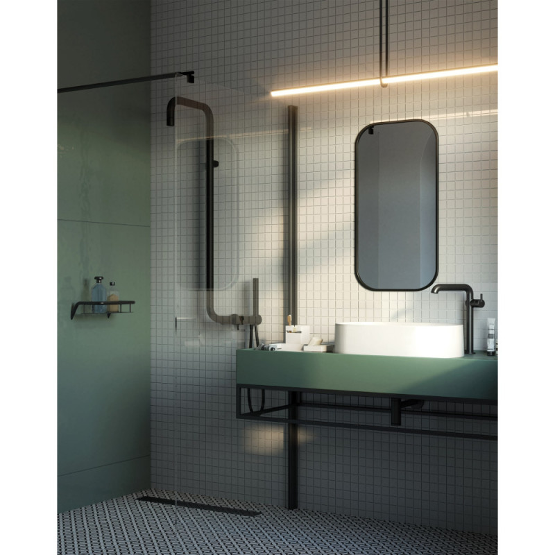 Deante Shower system Silia with mixer tap, shower - shower head, hand shower, handle - on a slide bar, black (NQS_N4XM)