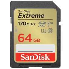 SanDisk SD 64GB C10 UHS-I U3 R170/W80MB/s Extreme V30 (SDSDXV2-064G-GNCIN)