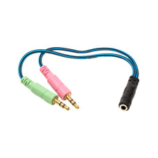 Переходник 3.5mм 4pin (F) to 2x3.5mм 3pin (M), 0.22m PowerPlant (CA913084)