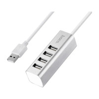 Концентратор HOCO USB 2.0 to 4xUSB Line machine HB1 Silver (6957531038146)