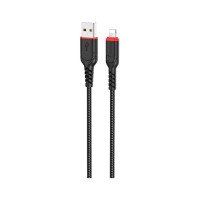 Дата кабель USB 2.0 AM to Lightning 1.0m 2.4A nylon X59 black HOCO (6931474744869)