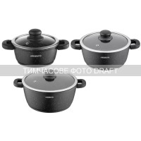 ARDESTO Saucepan with glass lid Gemini Bari, 1.3l, aluminum, black (AR1913AS)