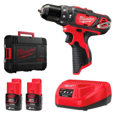 Milwaukee Шурупокрут-дриль акумуляторний Milwaukee M12 BPD-202C 12В 2х2А·год 30Нм 0-1500об/хв ЗП C12 C кейс 1.2кг (4933441940)