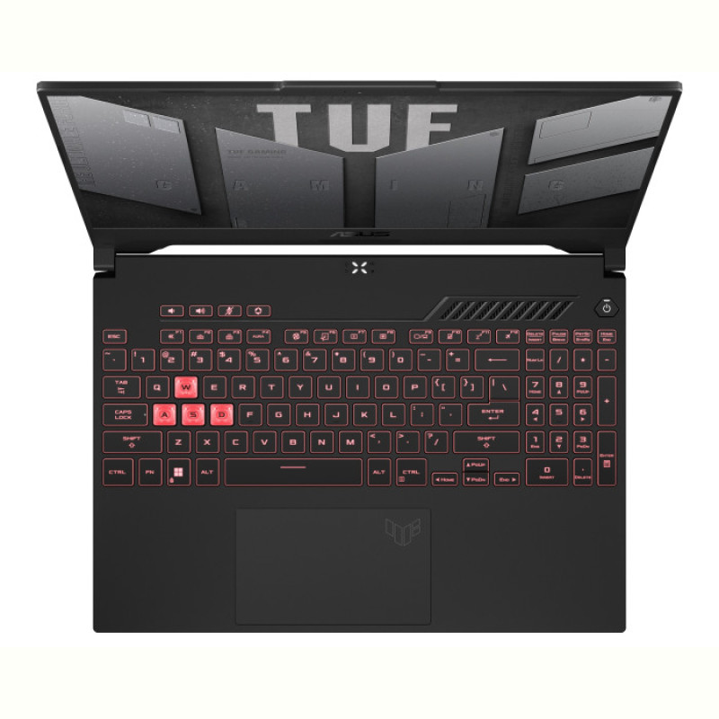 Ноутбук Asus TUF Gaming A15 FA507NUR-LP052 (90NR0JP8-M004R0); 15.6" FullHD (1920x1080) IPS LED матовый 144 Гц , AMD Ryzen 7 7435HS (3.1 - 4.5 ГГц) , RAM 16 ГБ (Max 32 ГБ) , SSD 512 ГБ , nVidia GeForce RTX4050, 6 ГБ , без ОП , BT , LAN , Wi-Fi , веб-камера , Без ОС , MIL-STD-810H , TPM , пластик , 2.2 кг , серый , подсветка клавиатуры