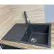 Adamant Kitchen set Horizon, artificial stone, rectang., with drainboard, 780х495х230mm, bowl - 1, over-mounted, graphite + mixer and dispenser (182496901513)