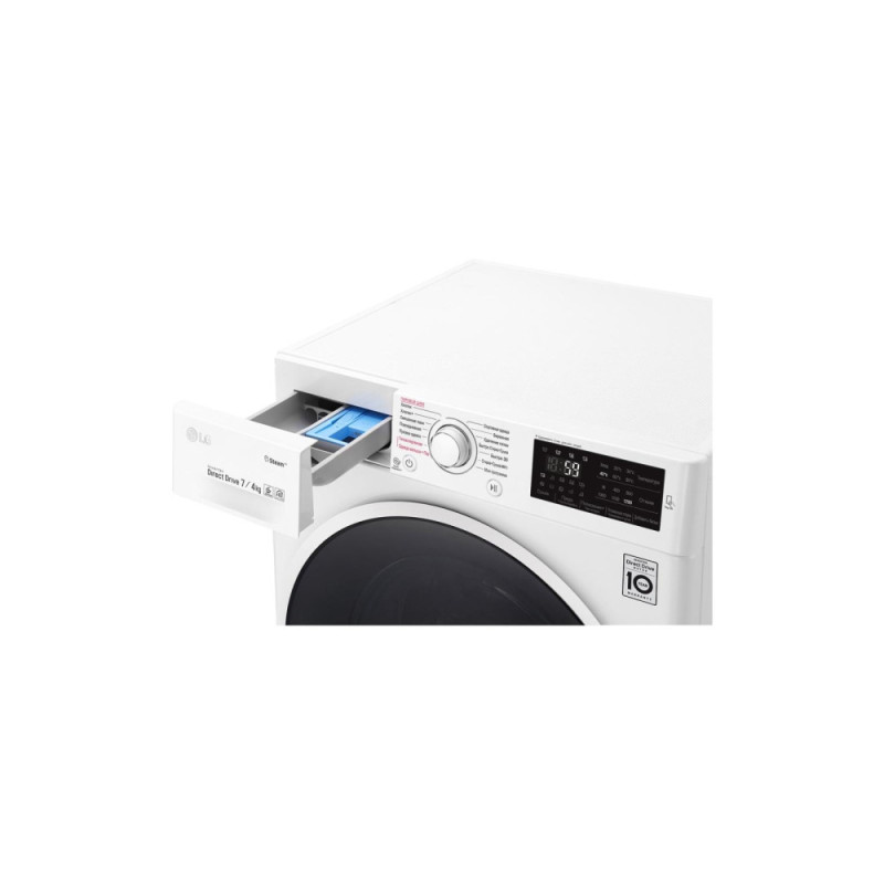 LG Стирально-сушильная машина фронтальная, 7(4)кг, 1000, В, 45см, дисплей, пар, инвертор, белый (F2J6HG0W)