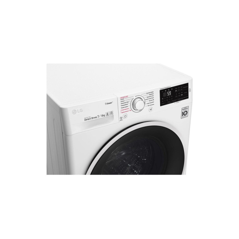 LG Стирально-сушильная машина фронтальная, 7(4)кг, 1000, В, 45см, дисплей, пар, инвертор, белый (F2J6HG0W)