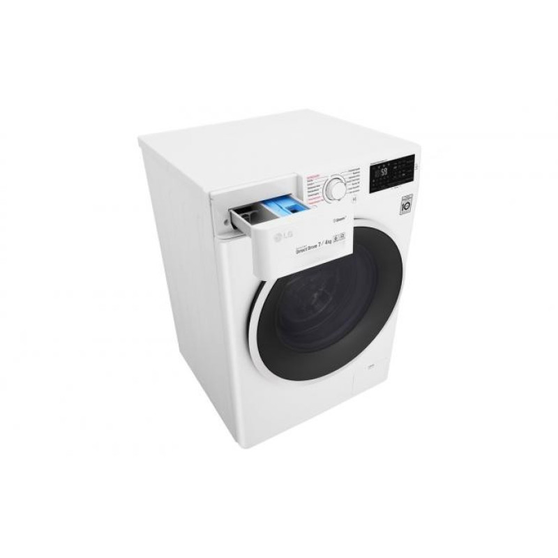 LG Стирально-сушильная машина фронтальная, 7(4)кг, 1000, В, 45см, дисплей, пар, инвертор, белый (F2J6HG0W)