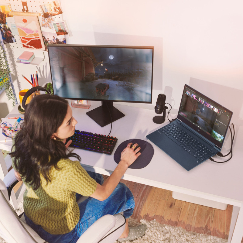 HP Ноутбук Victus 15-fb1002ua 15.6" FHD IPS AG, AMD R5-7535HS, 16GB, F512GB, NVD2050-4, DOS, синий (A31W8EA)