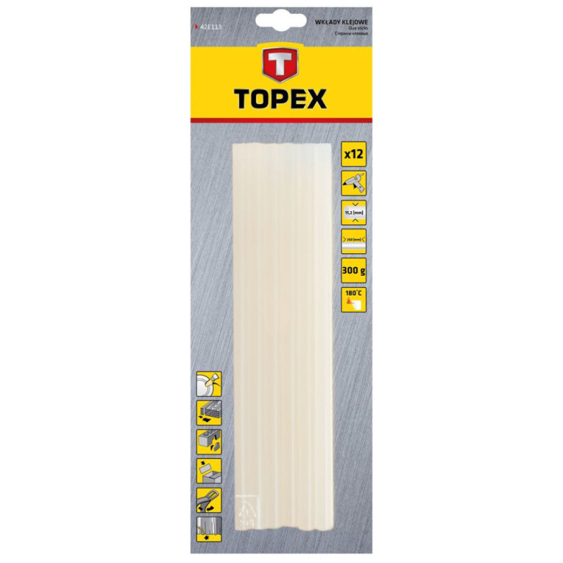 Topex Glue sticks, 11x250mm, 12pcs, white (42E172)