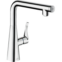 Hansgrohe sink tap Metris Select, spout lenght - 248mm, swivel, button + handle, chrome (14847000)