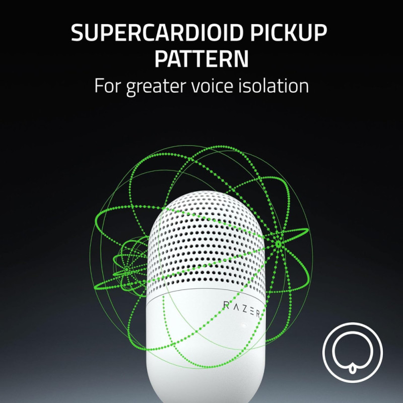 Razer gaming microphone Seiren V3 Mini, Omni, USB-A, 1.2m, white (RZ19-05050300-R3M1)