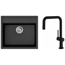 Hansgrohe Kitchen set, granite sink S520-F510 + tap Talis M54, black graphite-black matt (43359670)