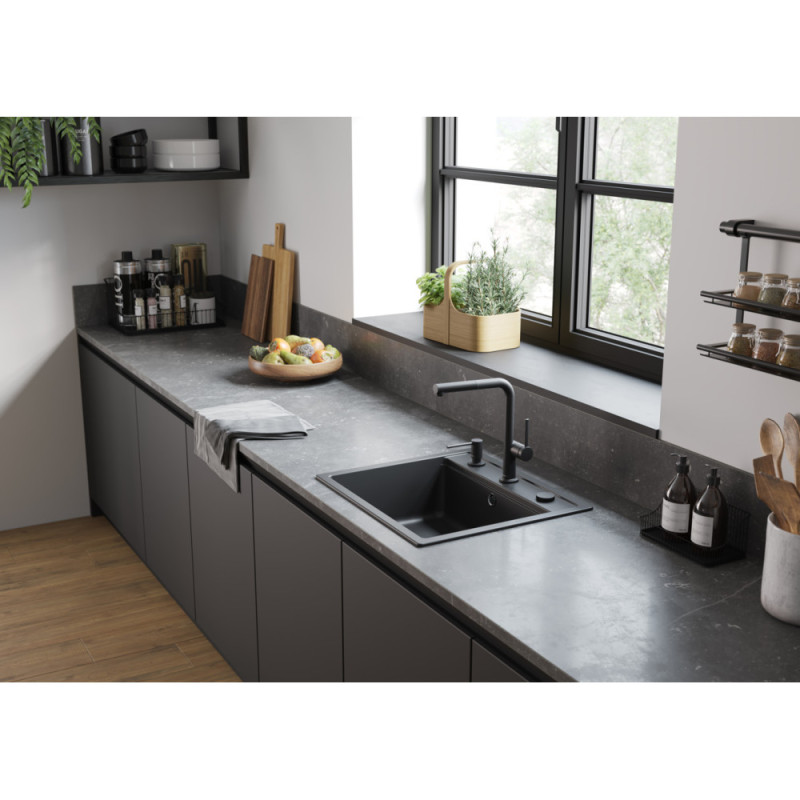 Hansgrohe Kitchen set, granite sink S520-F510 + tap Talis M54, black graphite-black matt (43359670)