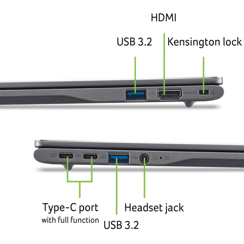 Acer Ноутбук Chromebook Plus CB514-5HT 14" WUXGA IPS Touch, Intel i5-1334U, 16GB, F512GB, UMA, ChromeOS, сірий (NX.J5ZEU.003)