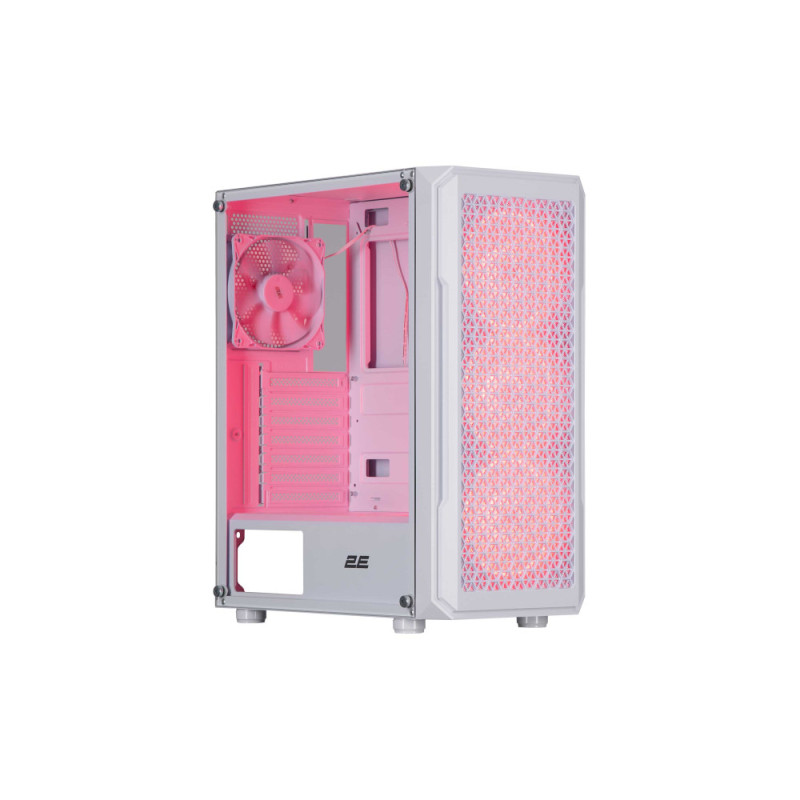 2E Gaming PC case Hexagon G338W without PSU, 2xUSB3.0, 1xUSBType-C, 3x120mm ARGB, 1x120mm, VGA 330mm, LCS ready, HUB, TG Side Panel, ATX, white (2E-G338W)