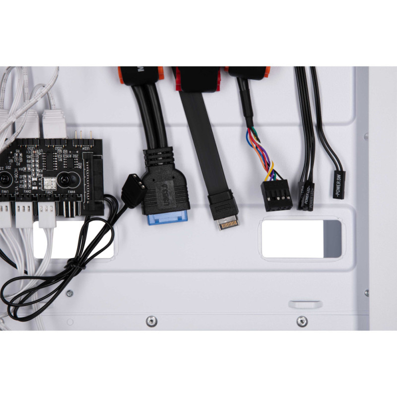 2E Gaming PC case Hexagon G338W without PSU, 2xUSB3.0, 1xUSBType-C, 3x120mm ARGB, 1x120mm, VGA 330mm, LCS ready, HUB, TG Side Panel, ATX, white (2E-G338W)