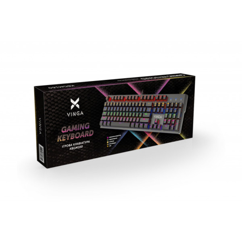 Клавиатура Vinga KBGM160 LED Outemu Blue USB Black (KBGM160 Black)