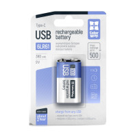 Аккумулятор Крона USB-С 390 mAh 9V (Li-Polymer) ColorWay (CW-UB9V-06)