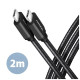 Дата кабель USB-C to USB-C 2.0m v3.2 Gen 1 PD 60W 3A black AXAGON (BUCM3-CM20AB)